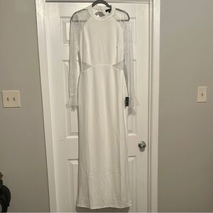 Elegant White Long Sleeve Dress